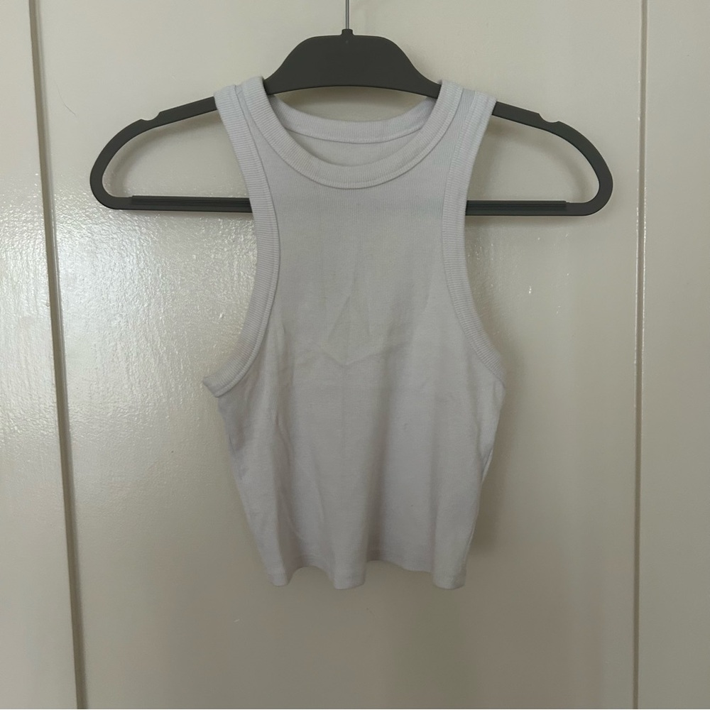 Maeve White Ribbed Racerback Crop Tank Size S